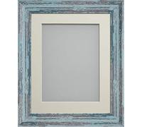 Frame Company Lynton Rustic Blue Photo Frame with Ivory Mount, 16x12 for 14x10 inch, fitted with perspex