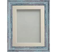 Frame Company Lynton Rustic Blue Photo Frame with Ivory V-Groove Mount, 20x16 for A3, fitted with perspex