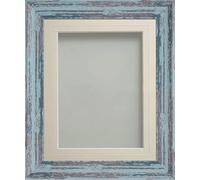 Frame Company Lynton Rustic Blue Photo Frame with Ivory V-Groove Mount, 6x4 for 5x3 inch, fitted with perspex