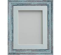 Frame Company Lynton Rustic Blue Photo Frame with Light Blue Mount, 16x12 for 13x9 inch, fitted with perspex