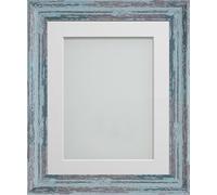 Frame Company Lynton Rustic Blue Photo Frame with Off-White Mount, 16x12 for 14x10 inch, fitted with perspex