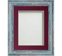 Frame Company Lynton Rustic Blue Photo Frame with Plum Mount, A3 for A4, fitted with perspex