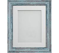 Frame Company Lynton Rustic Blue Photo Frame with White Mount, 18x14 for 14x10 inch, fitted with perspex