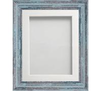 Frame Company Lynton Rustic Blue Photo Frame with White V-Groove Mount, 7x5 for 6x4 inch, fitted with perspex