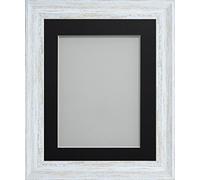Frame Company Lynton Rustic White Photo Frame with Black Mount, 14x11 for 12x8 inch, fitted with perspex