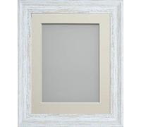 Frame Company Lynton Rustic White Photo Frame with Ivory Mount, 18x14 for 14x10 inch, fitted with perspex