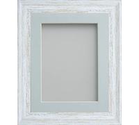 Frame Company Lynton Rustic White Photo Frame with Light Blue Mount, 12x12 for 8x8 inch, fitted with perspex