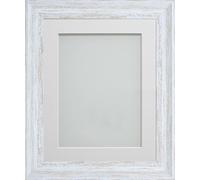 Frame Company Lynton Rustic White Photo Frame with Off-White Mount, 14x11 for 12x8 inch, fitted with perspex