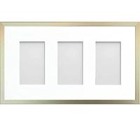 Frame Company Multi Aperture Photo Frame, Champagne Gold, 20x10 for image size 6x4 inch (x3), fitted with glass