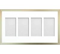 Frame Company Multi Aperture Photo Frame, Champagne Gold, 20x10 for image size 6x4 inch (x4), fitted with perspex