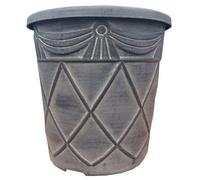 Frame Company Outdoor Slate Grey Urn Planter with Geometric Pattern - Decorative Garden Plant Pot, Weather Resistant Stone Effect 24CM- Kensington Range