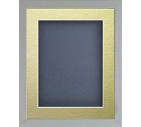 Frame Company Radcliffe Grey 14x11 with Dark Blue BB and Gold Mount for 12x8