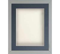 Frame Company Radcliffe Grey 14x11 with Ivory BB and Dark Blue Mount for 12x8