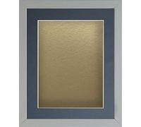 Frame Company Radcliffe Grey 16x12 with Gold BB and Dark Blue Mount for 12x8