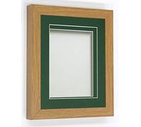 Frame Company Rickman Box 3D Photo Frame, Wood, Beech with Bottle Green Mount, 12x12 for Image Size 10x10 inch