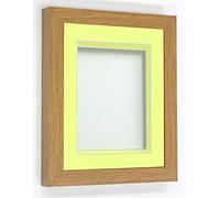 Frame Company Rickman Box 3D Photo Frame, Wood, Beech with Lemon Bon Bon Mount, 10x10 for Image Size 5x5 inch