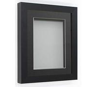 Frame Company Rickman Box 3D Photo Frame, Wood, Black with Grey Mount, 24x18 for Image Size 18x12 inch