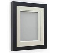 Frame Company Rickman Box 3D Photo Frame, Wood, Black with Ivory Mount, 24x18 for Image Size 18x12 inch