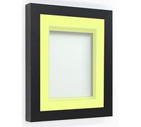 Frame Company Rickman Box 3D Photo Frame, Wood, Black with Lemon Bon Bon Mount, 12x12 for Image Size 10x10 inch