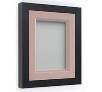 Frame Company Rickman Box 3D Photo Frame, Wood, Black with Pink Mount, 24x18 for Image Size 18x12 inch