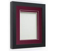 Frame Company Rickman Box 3D Photo Frame, Wood, Black with Plum Mount, 24x18 for Image Size 18x12 inch