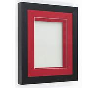 Frame Company Rickman Box 3D Photo Frame, Wood, Black with Red Mount, 24x18 for Image Size 18x12 inch