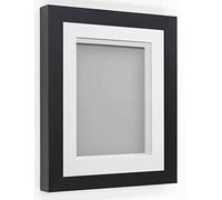 Frame Company Rickman Box 3D Photo Frame, Wood, Black with White Mount, 24x18 for Image Size 18x12 inch