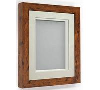 Frame Company Rickman Box 3D Photo Frame, Wood, Rustic with Ivory Mount, 8x6 for Image Size 6x4 inch