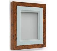 Frame Company Rickman Box 3D Photo Frame, Wood, Rustic with Light Blue Mount, 12x10 for Image Size 10x8 inch