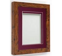 Frame Company Rickman Box 3D Photo Frame, Wood, Rustic with Plum Mount, 12x12 for Image Size 10x10 inch