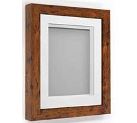 Frame Company Rickman Box 3D Photo Frame, Wood, Rustic with White Mount, 12x10 for Image Size 10x8 inch
