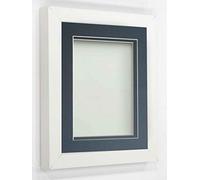 Frame Company Rickman Box 3D Photo Frame, Wood, White with Blue Mount, 12x12 for Image Size 10x10 inch