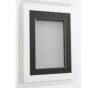 Frame Company Rickman Box 3D Photo Frame, Wood, White with Grey Mount, A4 for Image Size 10x6 inch