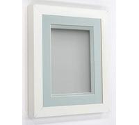 Frame Company Rickman Box 3D Photo Frame, Wood, White with Light Blue Mount, 12x10 for Image Size 8x6 inch