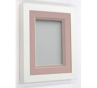 Frame Company Rickman Box 3D Photo Frame, Wood, White with Pink Mount, 9x7 for Image Size 8x6 inch