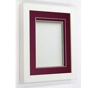 Frame Company Rickman Box 3D Photo Frame, Wood, White with Plum Mount, A4 for Image Size 10x6 inch