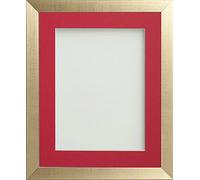 Frame Company Simpson Gold A3 Frame with Red Mount for A4 | Fits a A4 photo with mount or a A3 photo without mount, Frame size A3, Overall approx 18.1x13.3, Real Glass Front