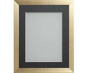 Frame Company Simpson Range Gold 12x10 inch Frame With Grey Mount for 9x7 inch *Choice of Sizes* Fitted with Real Glass