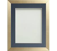 Frame Company Simpson Range Gold 8x6 inch Frame With Blue Mount for 6x4 inch *Choice of Sizes* Fitted with Real Glass