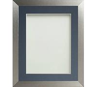 Frame Company Simpson Range Silver 10x8 inch Frame With Blue Mount for 8x6 inch *Choice of Sizes* Fitted with Real Glass