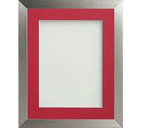 Frame Company Simpson Range Silver 14x11 inch Frame With Red Mount for 12x8 inch *Choice of Sizes* Fitted with Real Glass