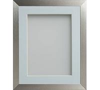 Frame Company Simpson Range Silver 8x8 inch Frame With Light Blue Mount for 6x6 inch *Choice of Sizes* Fitted with Real Glass