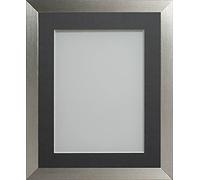 Frame Company Simpson Range Silver 9x7 inch Frame With Grey Mount for 6x4 inch *Choice of Sizes* Fitted with Real Glass