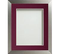 Frame Company Simpson Range Silver 9x7 inch Frame With Plum Mount for 6x4 inch *Choice of Sizes* Fitted with Real Glass