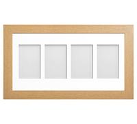 Frame Company Watson Beech Multi-Aperture Photo Frame with Mount, 20x10 for 6x4 (x4 P) * Choice of Frame Colour and Mount Design* NEW