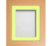 Frame Company Watson Beech Picture Photo Frame fitted with Perspex, 6x4 inch with Lemon Bon Bon Mount for image size 4x3 inch