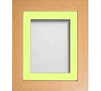 Frame Company Watson Beech Picture Photo Frame fitted with Perspex, 9x7 inch with Lemon Bon Bon Mount for image size 6x4 inch