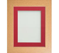 Frame Company Watson Beech Picture Photo Frame fitted with Perspex, A1 with Red Mount for image size A2