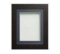 Frame Company Watson Black Picture Photo Frame fitted with Perspex, 24x18 inch with Blue Mount for image size 18x12 inch
