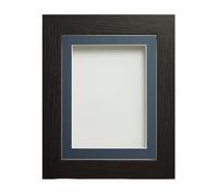 Frame Company Watson Black Picture Photo Frame fitted with Perspex, 36x24 inch with Blue Mount for image size 30x20 inch